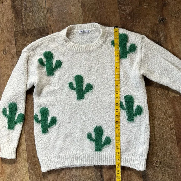 Women's Staccato White & Green Cactus Crew Neck Sweater S - Picture 8 of 10
